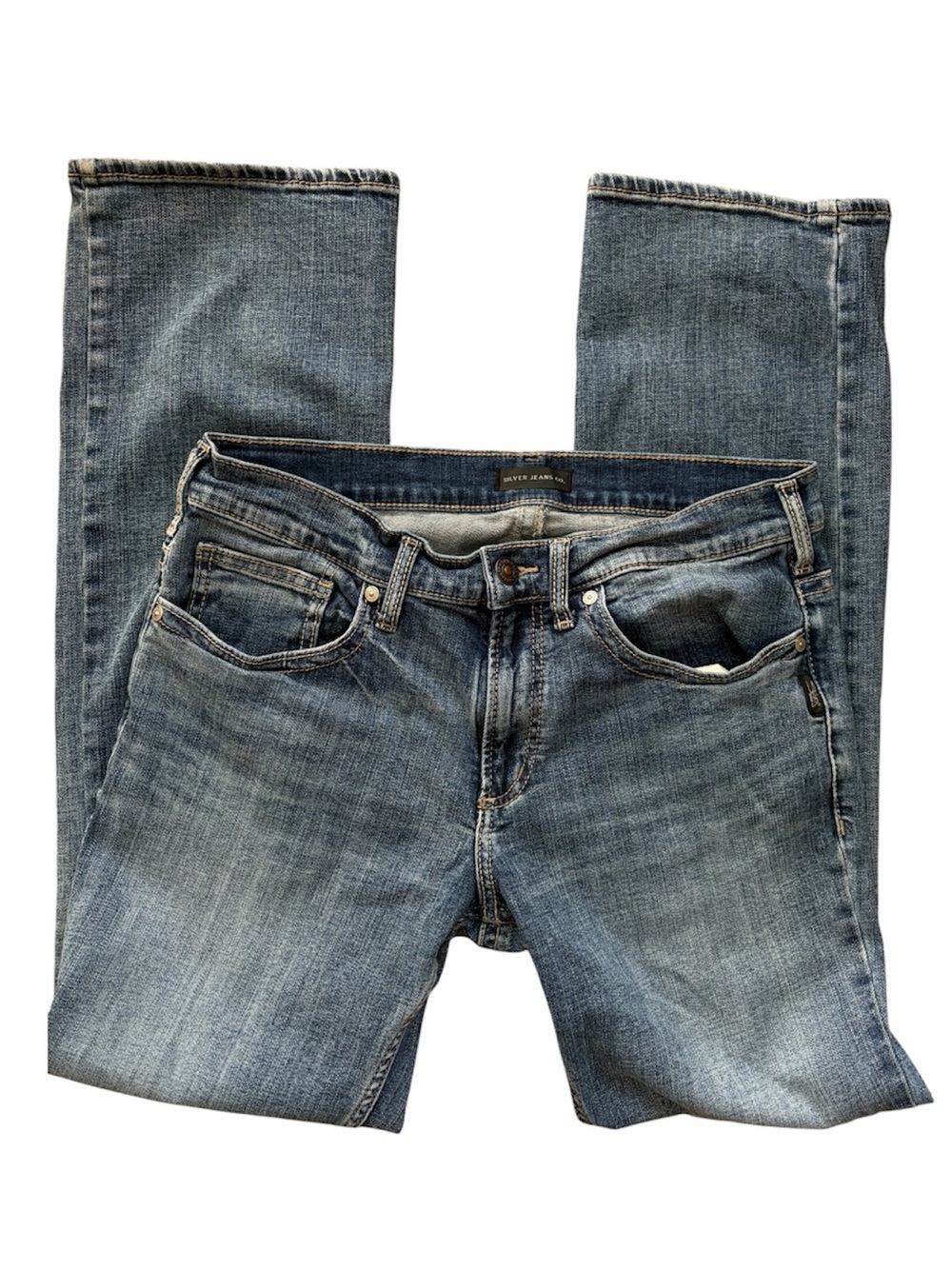 Silver Jeans Co. Straight Leg Blue Wash Denim Jeans Mid Rise Classic Women’s